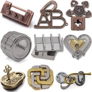 Wettarn 9 Pcs Metal Brain Teaser Puzzles Teaser 3D Steel Puzzle for Adults Unlock Interlocking Games