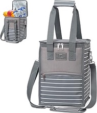 Fun Elements Insulated Carrier Cooler Bag for Wine, Leakproof Cooler Tote with Support Pad, Fits 5 B
