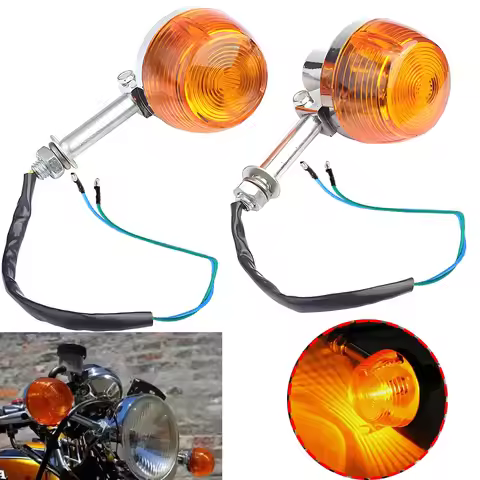 2pcs Motorcycle Turn Signals Amber Lights 12V Motor Bulb Indicators For Honda C70 CT70 CT90 XL100 CB