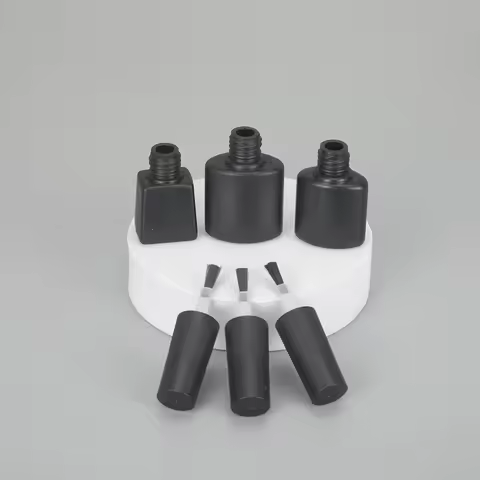 5ml 10ml Nail Polish Bottle 8ml Plastic Square Black Cosmetics Empty Container Gel Bottles with Brus