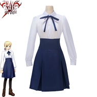 Fate/stay night Saber Blue White Casual Cosplay Costume