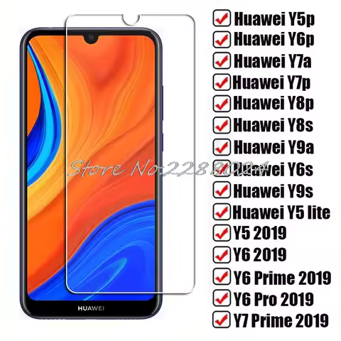 HD Tempered Glass For Huawei Y5p Y6p Y7a Y7p Y8p Y8s Y9a Y6s Y9s Y5 lite Y6 Prime Pro Y7 2019 Y5lite