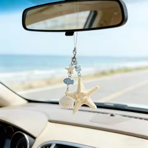 Ocean Fish Keychain Starfish Shell Design Multifunctional Phone Charm Travel Bag Pendant Gift