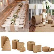 10m Roll Of Coarse Natural Linen Fabric, Rustic Linen Table Runner, Suitable For Crafting, Weddings,