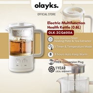 Olayks 0.6L Multifunction Electric Health Kettle Tea Brewer Glass Kettle Tea Maker Stainless Steel K