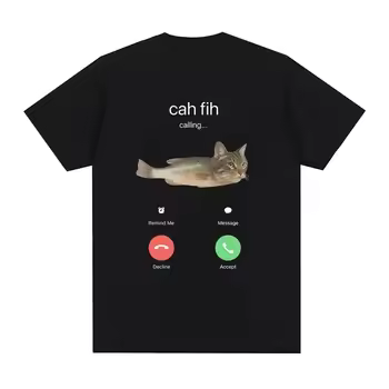 Cah Fih Meme T-Shirt Funny Calling Cat Fish Hybrid Meme Tees Absurd Humor Internet Culture Gift Vira