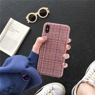 Pink Cloth Grid Plaid Phone Case For OPPO R9 R9S R11 R11S Plus R15 R17 Pro Hard PC Back Cover Fabric