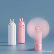 Small portable fan in the shape of a rabbit, USB rechargeable handheld fan, foldable small fan, smal