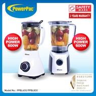 PowerPac Blender Professional High Power Blender with 6 Stainless Steel Blades/Glass Jug (PPBL600/PP