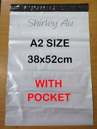+ - 100PCS A2 Size 380 x 520mm White Flyer With Pocket Courier Parcel Plastic Packaging Bag Self Adh