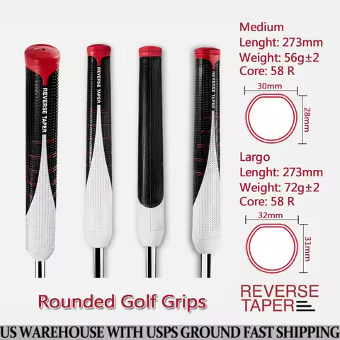 REVERSE TAPER Rounded Golf Grips Medium Large Size Golf PU Putter Grip 58R