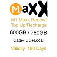 M1 Maxx Renew/Top Up/Recharge 600GB/780GB