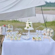 Wedding White Dessert Stand Outdoor Wedding Cake Stand Set Small Fresh Cake Afternoon Tea Snack Stand Tray