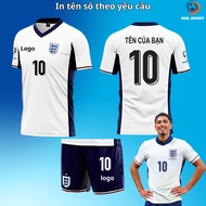 (Sesame elastic fabric) England white 2024/2025 home football shirt, football shirt with name and nu