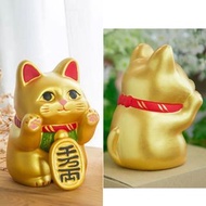 日本 貼玻璃招財貓 陶瓷 金牌 金色 新年 擺設 新