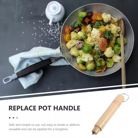 Wooden Pot Handle Replacement Anti-Scald Detachable Kitchen Utensil Cookware Part For Milk Pan Yukih