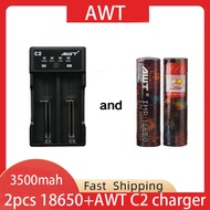 AWT 18650 3500mah 35A Rainbow battery With AWT C2 li-ion battery charger