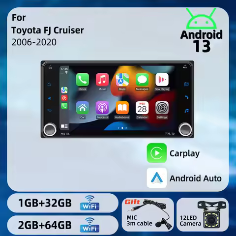 2 Din Car Radio for Toyota FJ Cruiser 2006-2020 Support Wireless Carplay, Android Auto 7" Android Mu