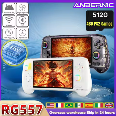 ANBERNIC RG557 Handheld Game Console Dimensity 5.48" AMOLED Android 14 High-resolution Joysticks Vid