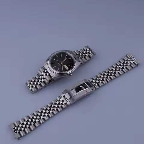 Rolamy 19mm Watchband For Orient Tri Star FAB00009P9 FAB00006B9 FAB0500CC Hollow Curved End Solid Sc