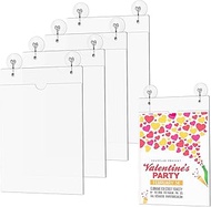 AIHSUMC 4 Pcs Acrylic Window Sign Holder, 8.5 x 11 Inch Hanging Acrylic Sign Holder, Wall Mount Pape