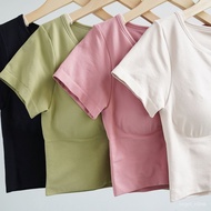 Same Day Delivery Arrived The Next With Chest Pad Short Sleeve Round Neck Yoga Wear Top Women Summer