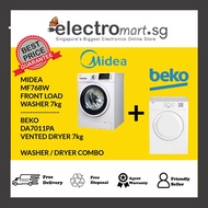 12.12 Combo Deal! MIDEA MF768W FRONT LOAD  WASHER 7kg + BEKO DA7011PA VENTED DRYER 7kg WASHER / DRYER COMBO at Only $999