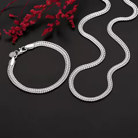 New trending y2k 925 Sterling silver classic 6MM geometry bracelets neckalces jewelry set for women 