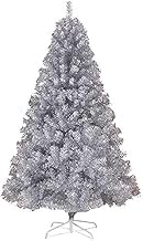 Christmas Tree Holiday Decoration6.8FT Artificial Christmas Tree Spruce Xmas Tree Silver Solid Metal Stand Pe Christmas tree (Silvery 5Ft(150CM)) Commemoration Day