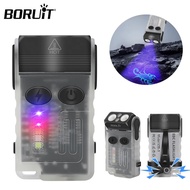 BORUiT V20 Lampu Suluh LED Gantungan Kunci 180 ° Klip Bip Magnetik UV Berputar USB-C Boleh Dicas Sem