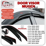 Mugen Air Press Window Door Visor Wind Deflector For Honda City / Civic FB/Civic FC/Civic FD EK EG/ Honda Jazz / HRV/BRV