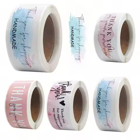 120pcs/Roll Floral Thank You Sticker Roll, Decorative Sealing Sticker Boxes For Small Business Baker