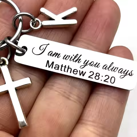 I Am Always with You Stainless Steel Laser Engraved Keychain Scripture Gifts Quote Bible Verse Gift 