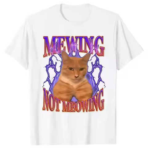 Cute Cats Funny Graphic Tshirt Mewing Not Meowing Printed T-shirts Summer Women Causal Short Sleeves