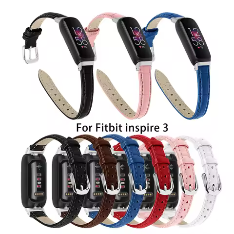 Leather Strap for Fitbit inspire 3 Smart Bracelet Correa Women Men Bamboo Pattern Leather band for f
