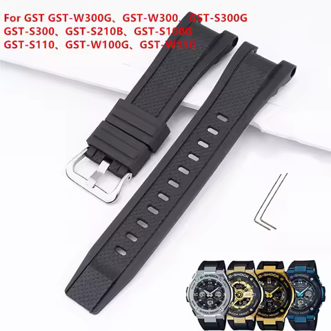 Strap for Casio G-Shock GST Series GST-210B GST-W300G S300G S110 W100 GST-W110 Men Resin Rubber Watc