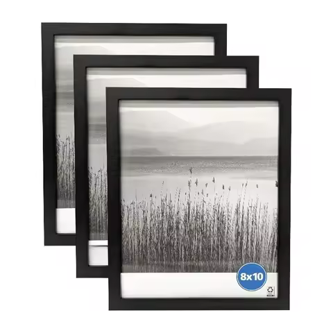 8x10 Picture Frame - Black Gallery Linear Program Tabletop & Wall Photo Frame, Set of 3