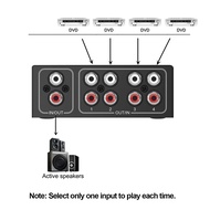 wsustore--4-Way Stereo L/R Sound Channel Bi-Directional Audio Switcher 1 in 4 Out /4 in 1 Out Audio