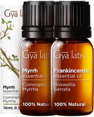 Gya Labs Frankincense and Myrrh Essential Oil for Diffuser &amp; Aches - 100% Pure Therapeutic Grade Frankincense and Myrrh Essential Oils for Skin &amp; Candle Making (10ml x 2)