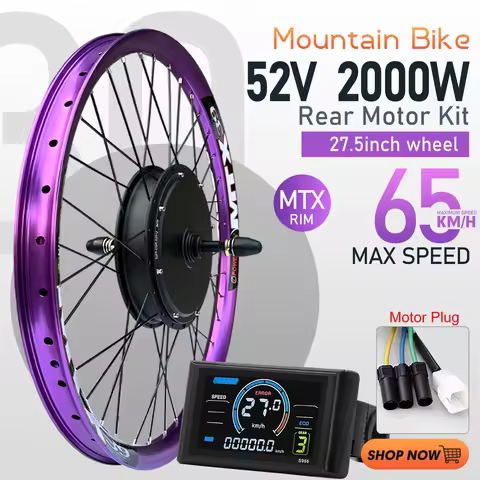 Electric Bike Conversion Kit 52V 2000W E-Bike Rear Hub Motor Wheel Kit MTX rim With LCD S966 Display