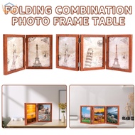 Hinged Photo Frame Double/Trifold Folding Picture Frame 180° Foldable Wood Folding Picture Frame for