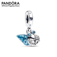 Pandora Hermit crab sterling silver dangle with stellar blue icy green crystal clear cubic zirconia