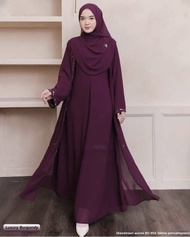 Gamis Ceruty Rayya Dres Gamis Kondangan SimpleTerbaru Warna Putih Dress Remaja Terbaru 2025 burgundy