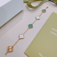 【High version 1: 1】Vca 18k gold rainbow floral bracelet four-leaf clover elegant bracelet light luxu