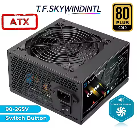 600W ATX Power Supply 80PLUS Gold PC PSU Non Modular Gaming PSU Full Voltage 90-265V 20+4PIN Compute