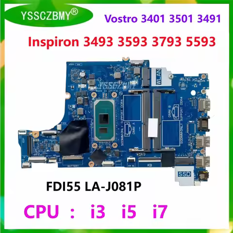 LA-J081P For DELL Vostro 3401 3501 3491 / Inspiron 3493 3593 3793 5593 Laptop Motherboard CN-03DD3K 