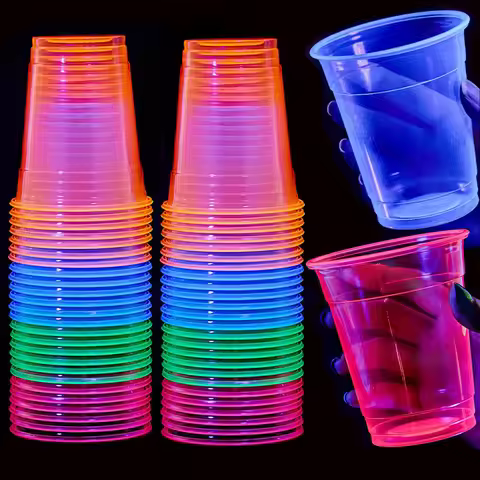 20-200pcs 12oz Neon Solid Color Disposable Plastic Cup Pink, Orange, Blue, Green Ice Coffee Cup Clea