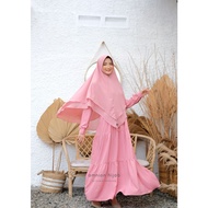 Azkia muslim Dress in peach color, busui friendly by amnion hijab