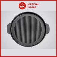 Textured cast iron grill tray - Round black patterned cast iron pan