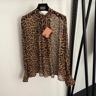 B0TG MIU Women's Leopard Print Loose Fit Slimming Top